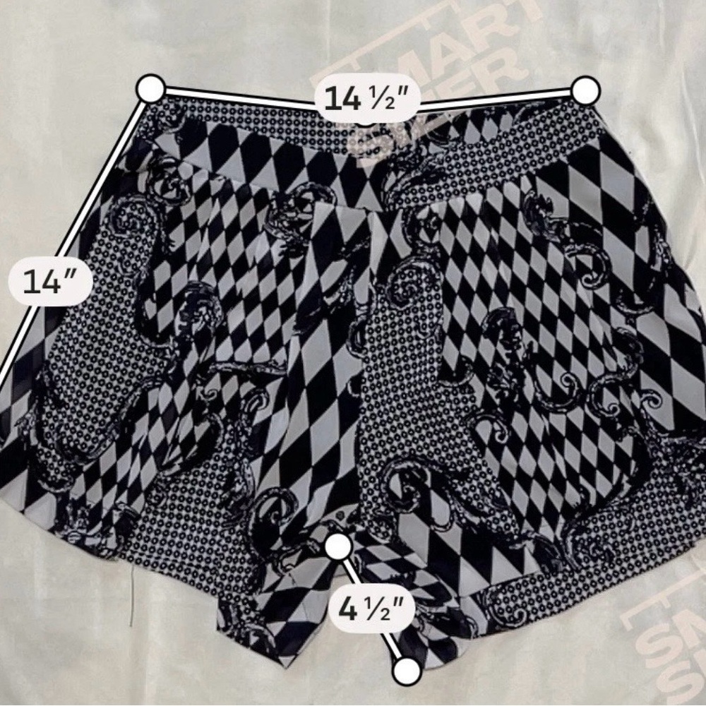 Black White Harlequin Print High Waist Tailored Skort Baroque Chic Lined Small - Picture 4 of 5